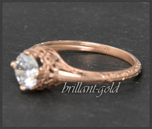 Diamant Ring 0,91ct, 585 Gold, Antik Jugendstil Design